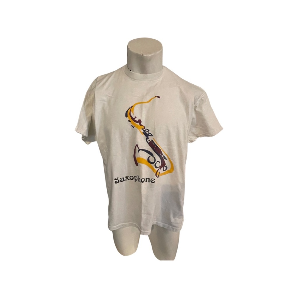 Vintage 90’s SAXOPHONE graphic Tee: New Orleans: Jazz: Brass Instruments: XL